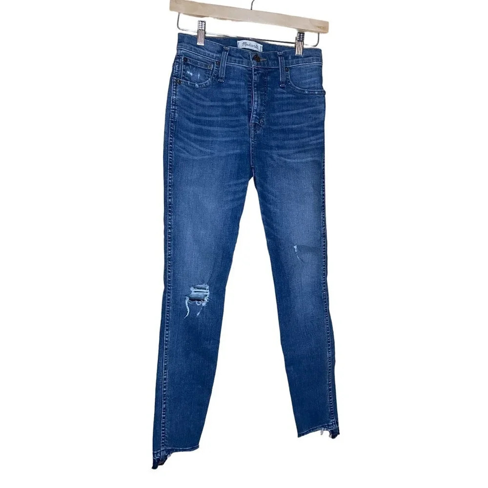 MADEWELL 10" High-Rise Skinny Distressed Frayed Cuff Jeans Size 25 NWOT